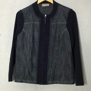 TanJay‎ women’s Gray color block Full Zip Long Sleeve lightweight Jacket Size S